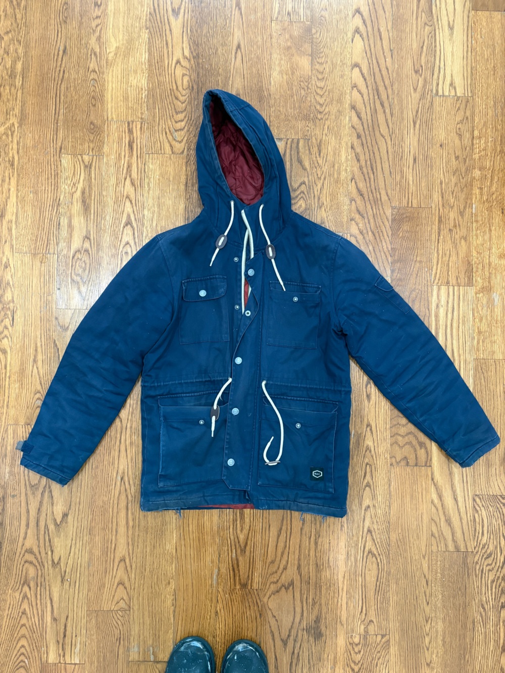 RVCA Navy Blue Hooded Parka Jacket